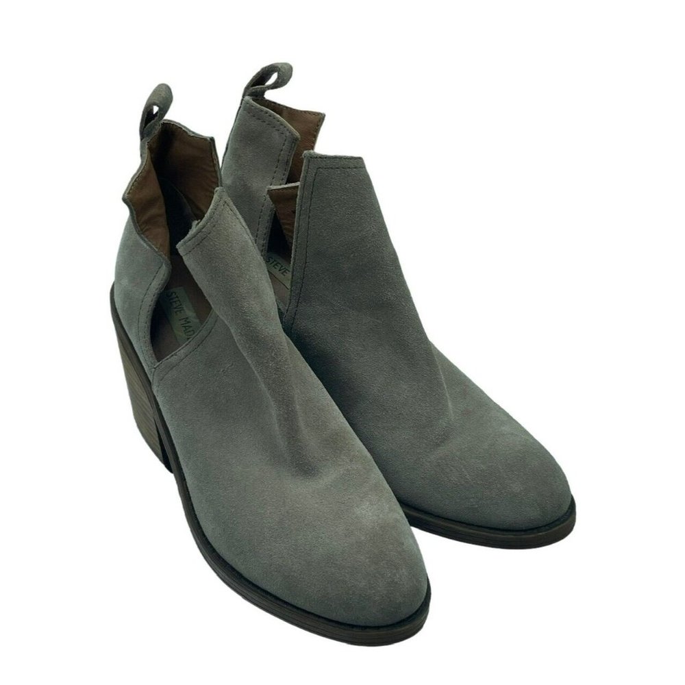 Steve Madden Ankle Boot Womens 10 M Taupe Suede Western Block Heel Slip On